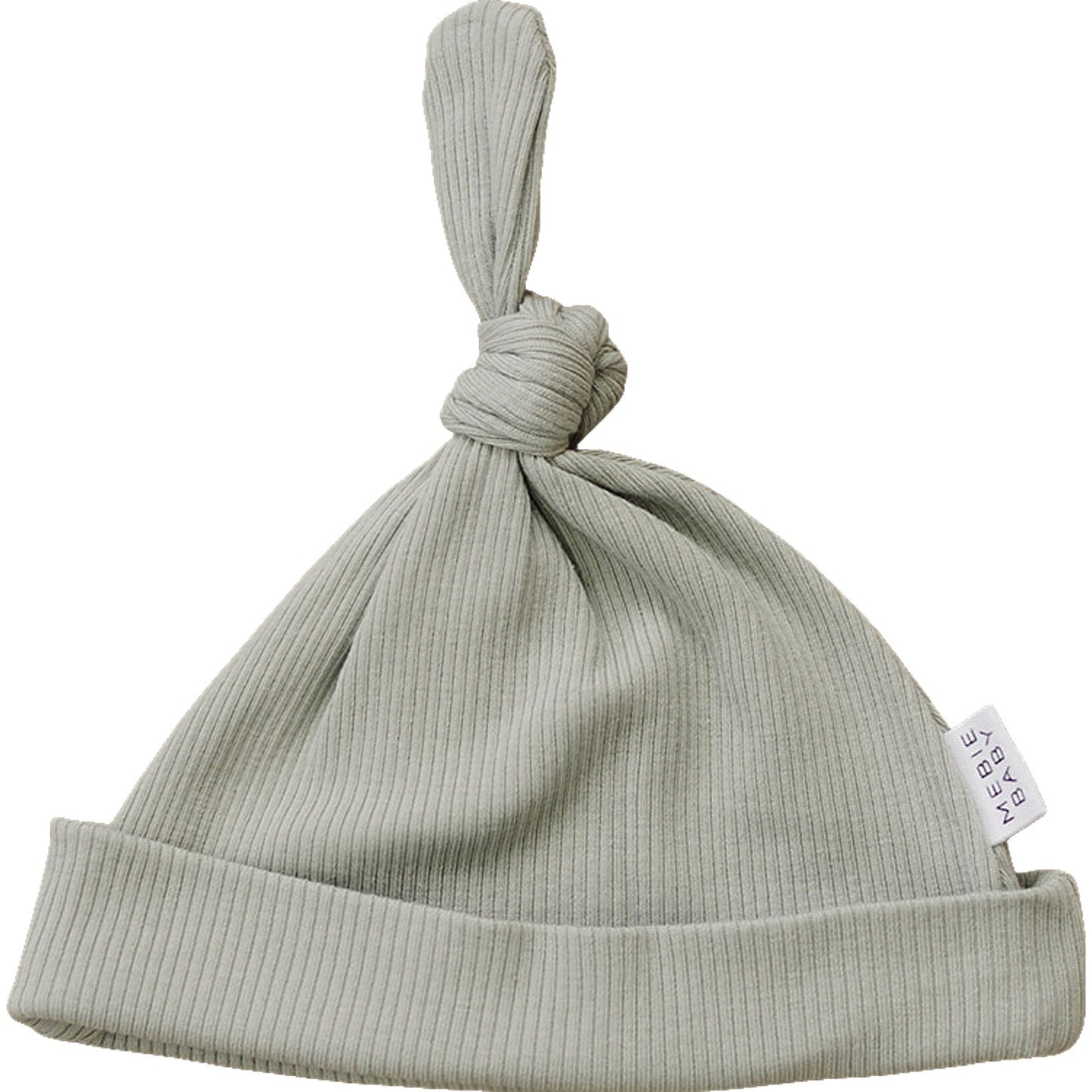 Mebie Baby Sage Organic Cotton Ribbed Newborn Knot Hat