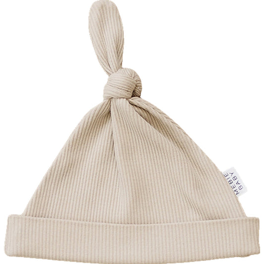 Mebie Baby Oatmeal Organic Cotton Ribbed Newborn Knot Hat