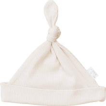 Load image into Gallery viewer, Mebie Baby Vanilla Organic Cotton Ribbed Newborn Knot Hat
