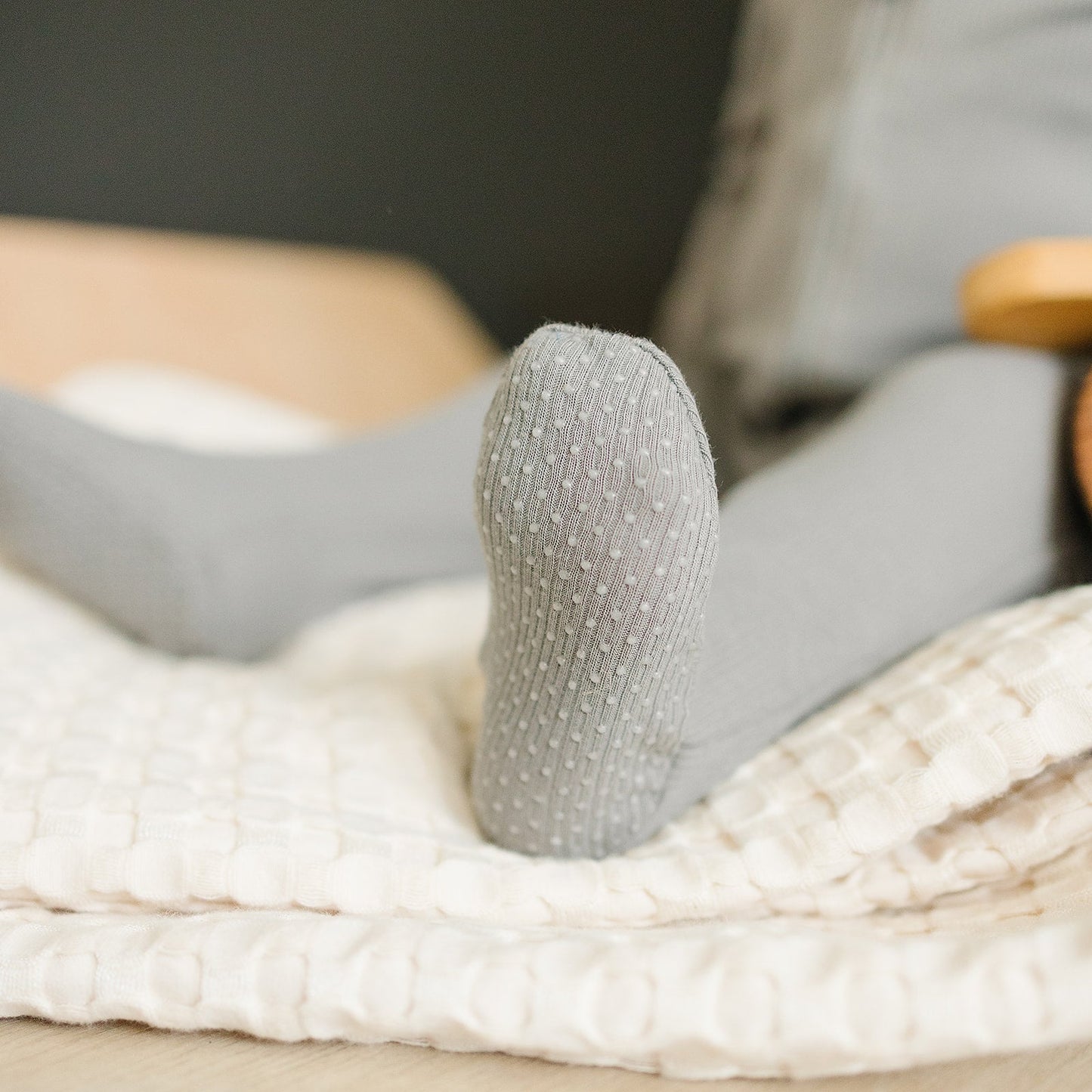 Mebie Baby Organic Cotton Ribbed Zipper Footed Pajamas Onesie | Grey