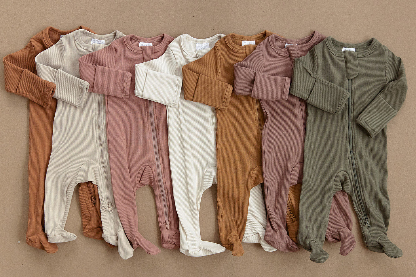 Mebie Baby Winter Green Organic Cotton Ribbed Zipper Onesie Pajamas