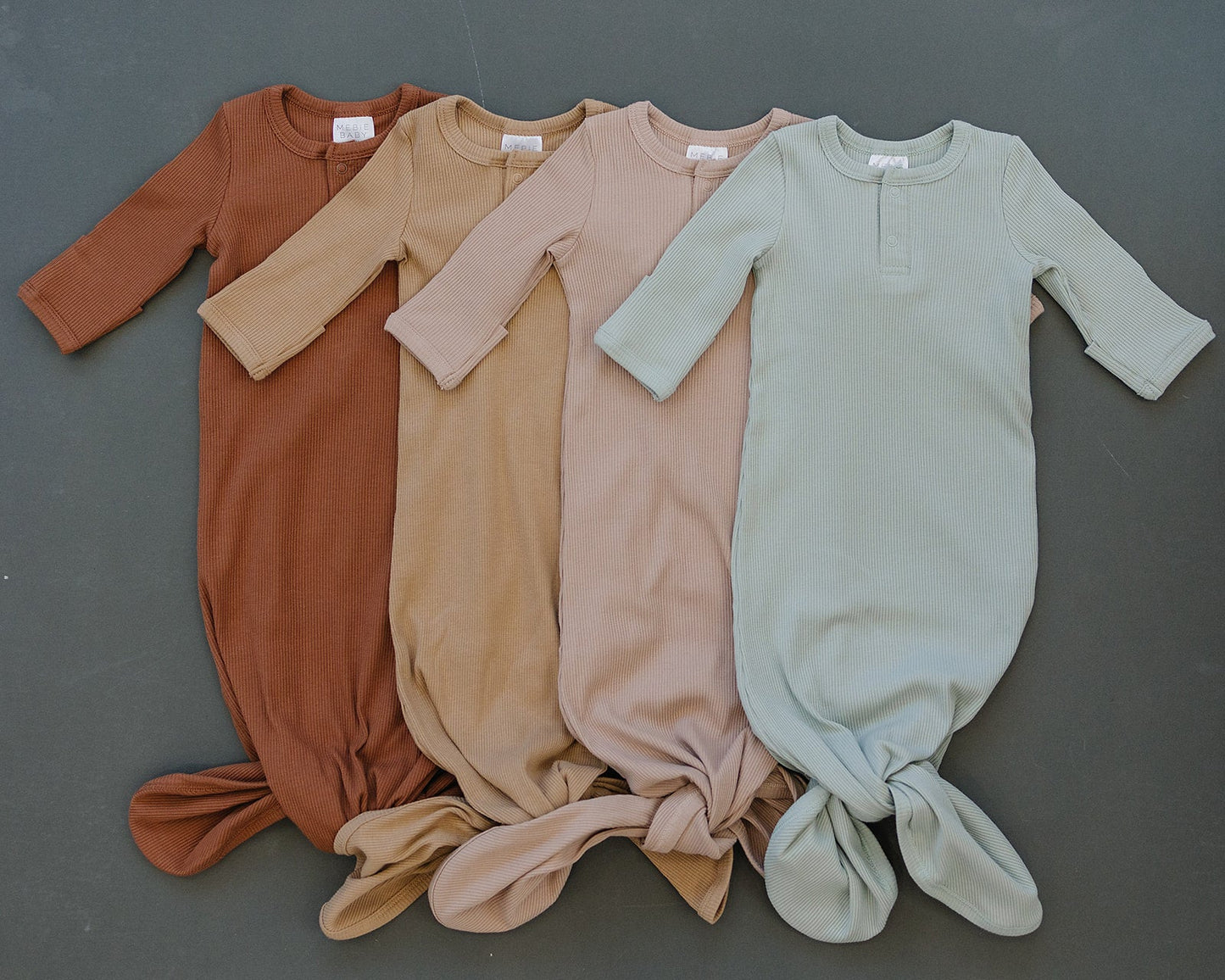 Mebie Baby Pale Pink Organic Cotton Ribbed Knot Gown