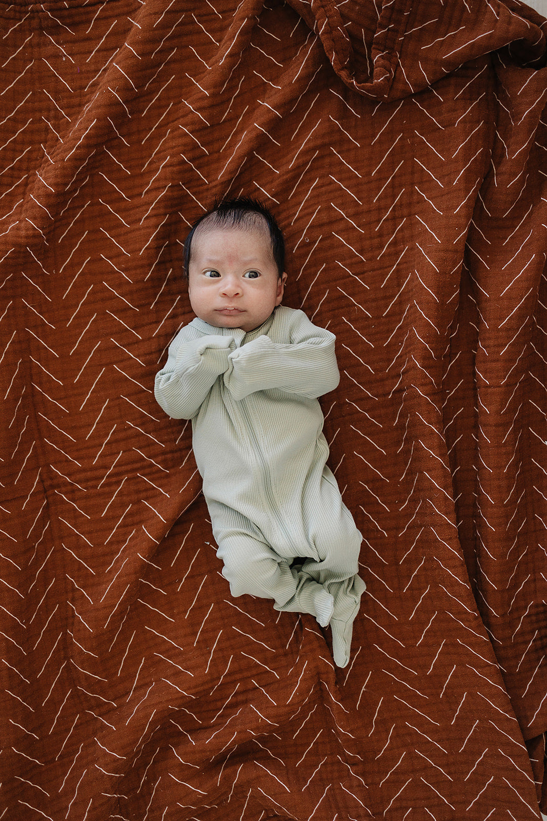 Mebie Baby Sage Organic Cotton Ribbed Zipper Footed Onesie Pajamas