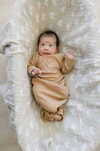 Load image into Gallery viewer, organic cotton baby knot gown non-toxic eco-friendly baby in bassinet
