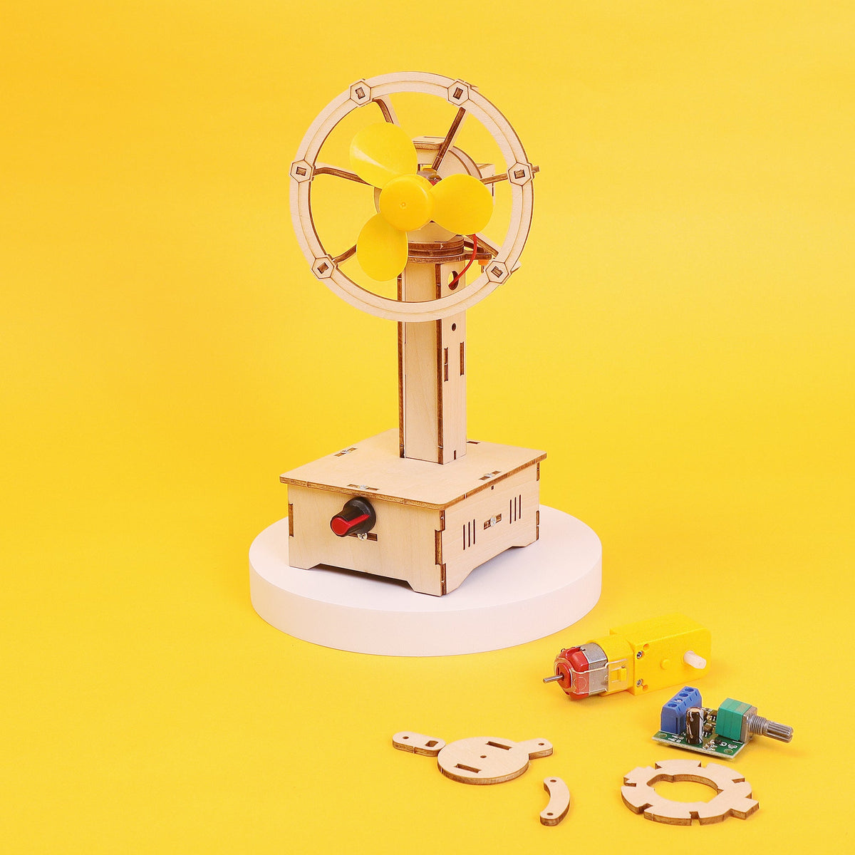 Kitsville Variable-Speed Oscillating Fan DIY Kit – Wooden STEM Building Kit for Kids