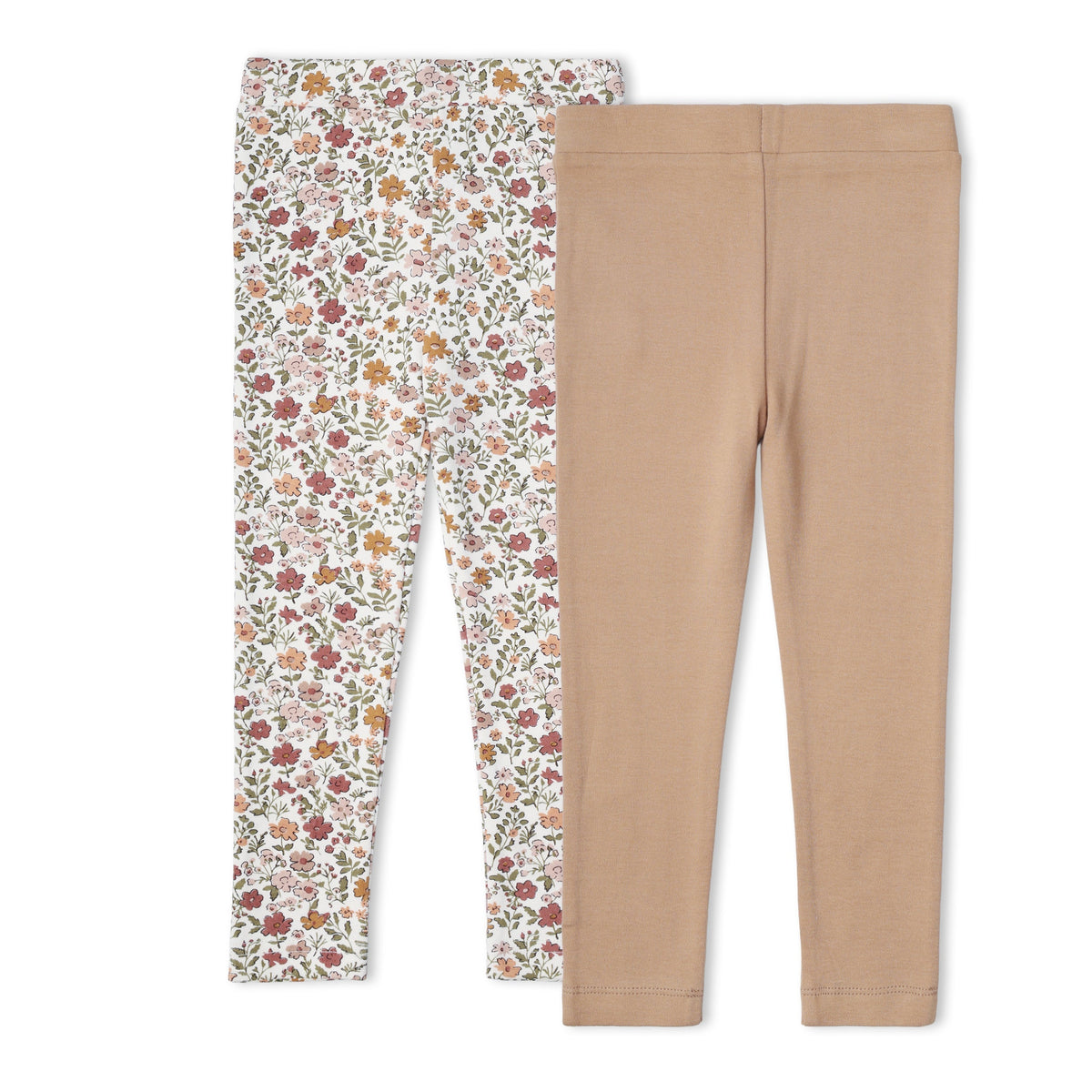 Organic Cotton Leggings, Set of 2 for Babies & Toddlers – Woodland Sprig + Taupe