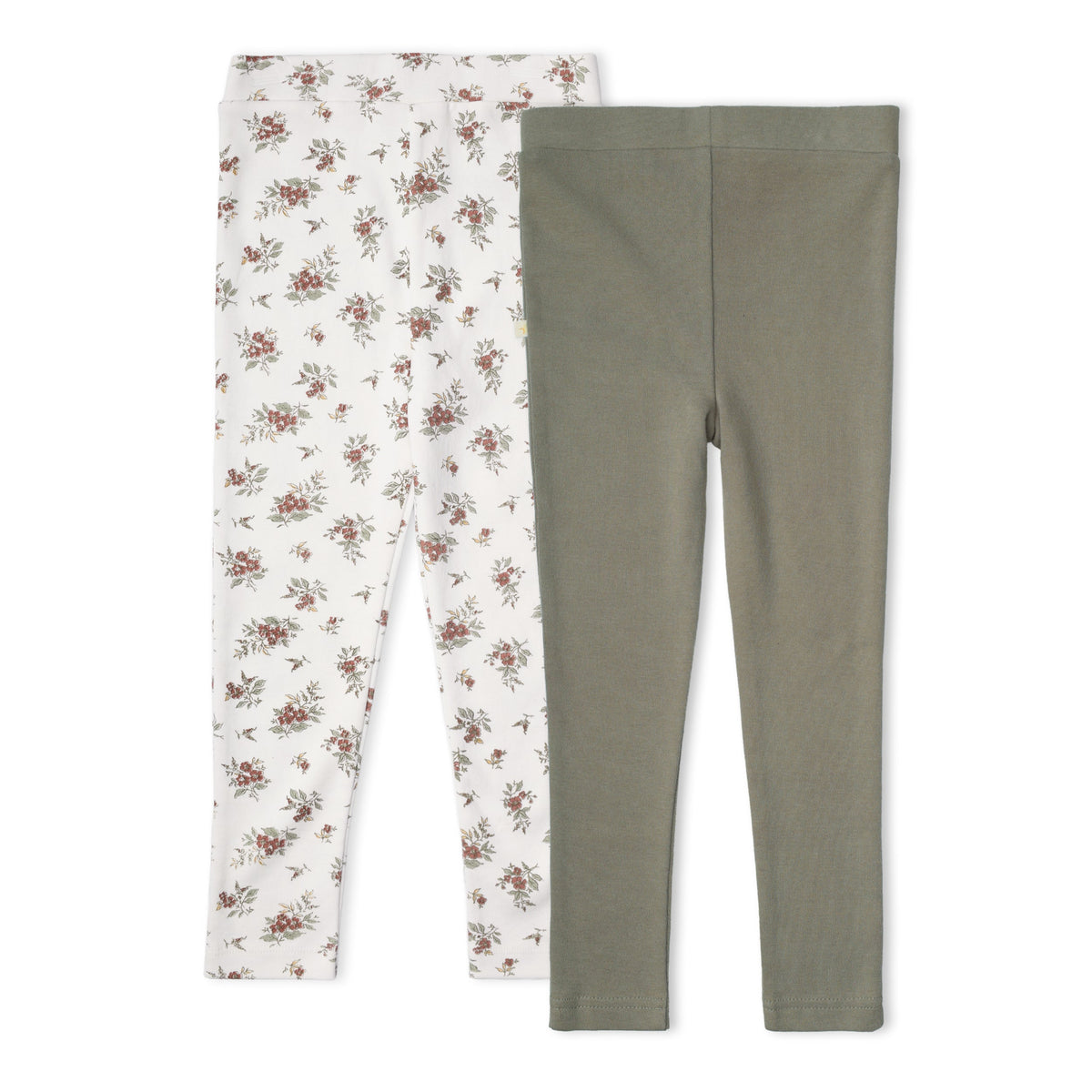 Organic Cotton Leggings, Set of 2 for Babies & Toddlers – Winter Berry + Olive