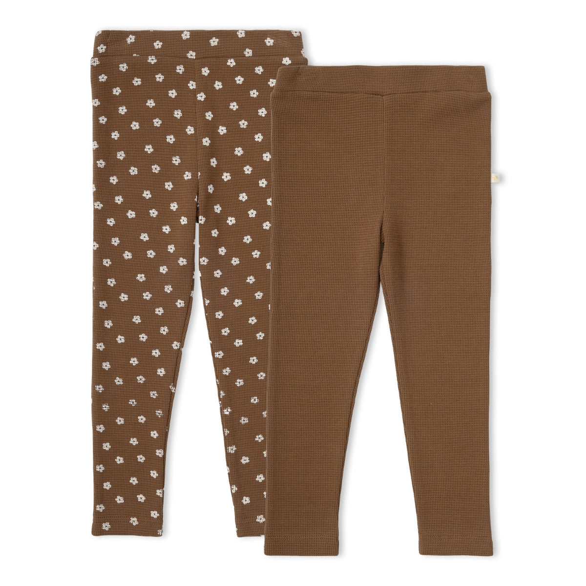 Organic Cotton Leggings, Set of 2 for Babies & Toddlers – Chestnut Bloom + Brown