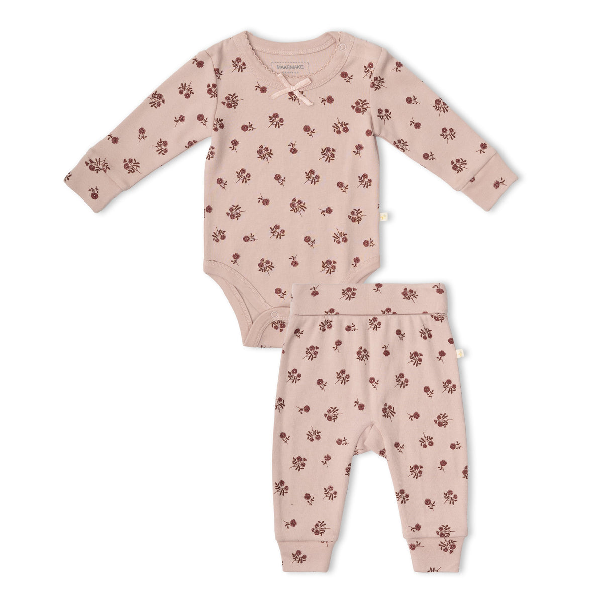 Organic Bodysuit & Foldover Pants Set for Babies – Rosebud