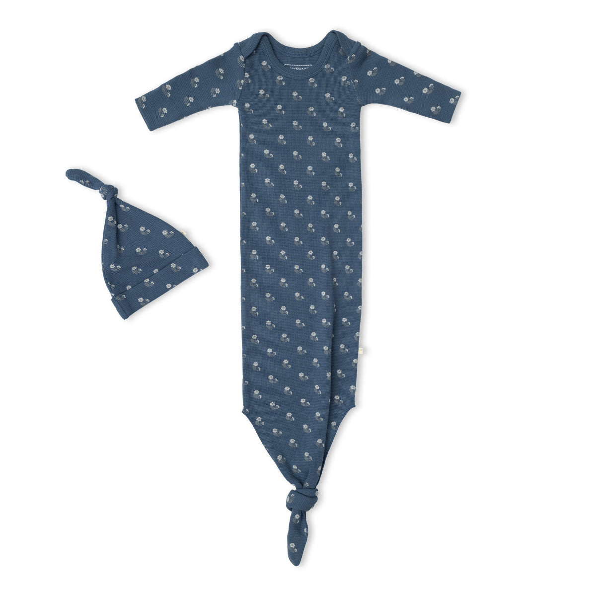 Organic Cotton Knotted Baby Gown – Indigo Blossom