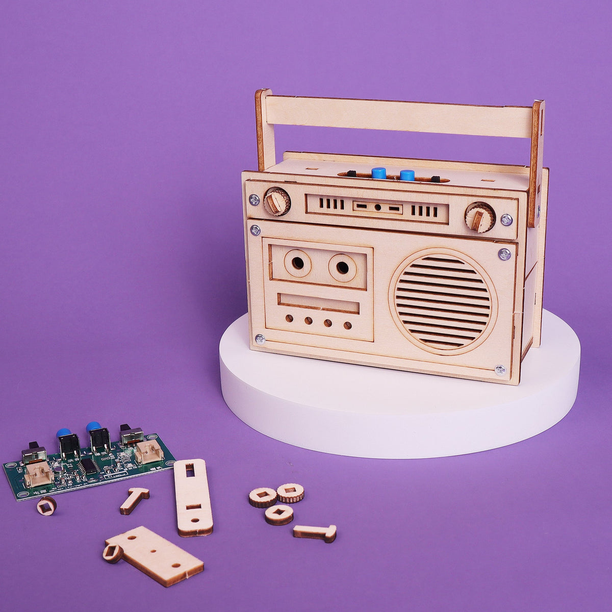Kitsville 60-Second Voice Recorder DIY Kit – Wooden STEM Building Kit for Kids