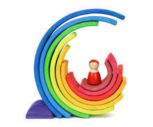 Load image into Gallery viewer, 10 Pcs STAINED Wooden Rainbow Stacking Puzzle Blocks in Sunset Color
