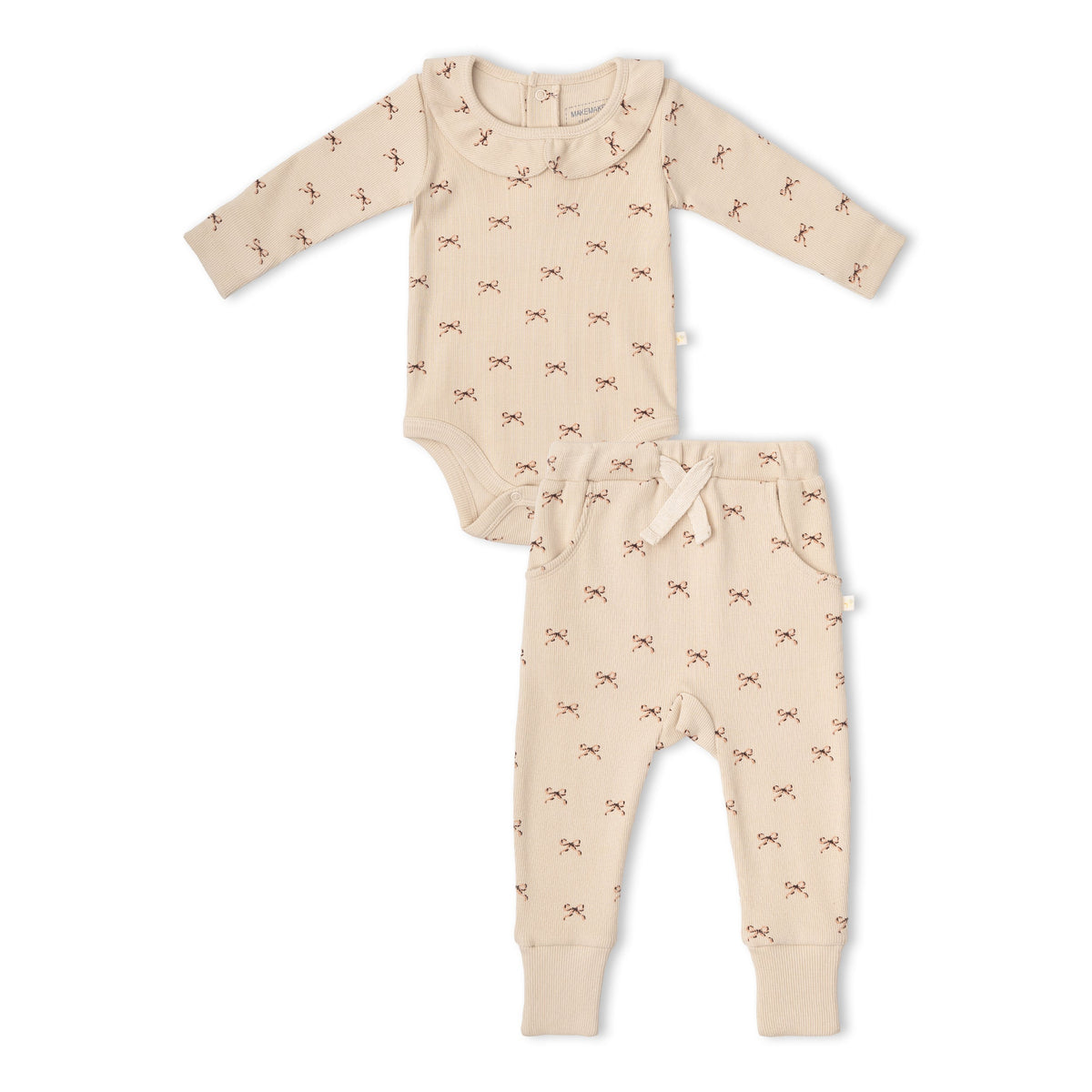 Organic Ruffle Collar Onesie & Pants Set for Babies – Tiny Bows