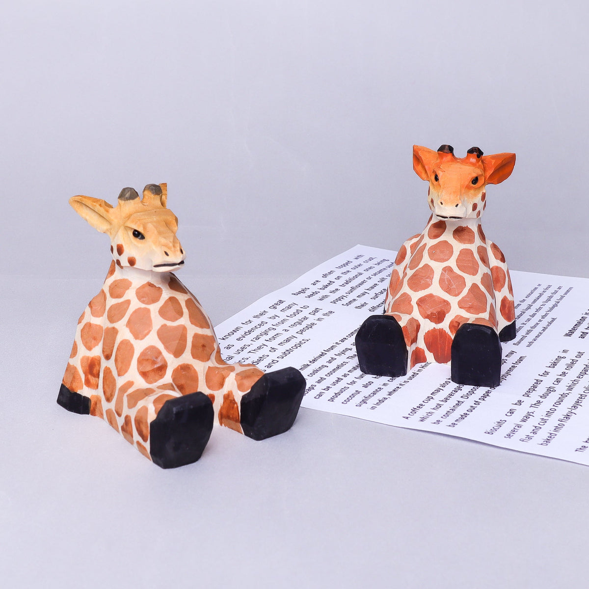 Kitsville Hand-Carved Wooden Giraffe Phone Stand