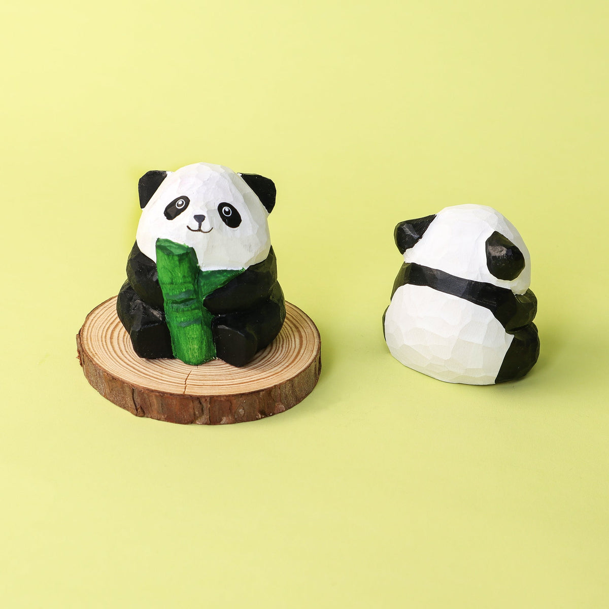 Kitsville Hand-Carved Wooden Panda Figurine