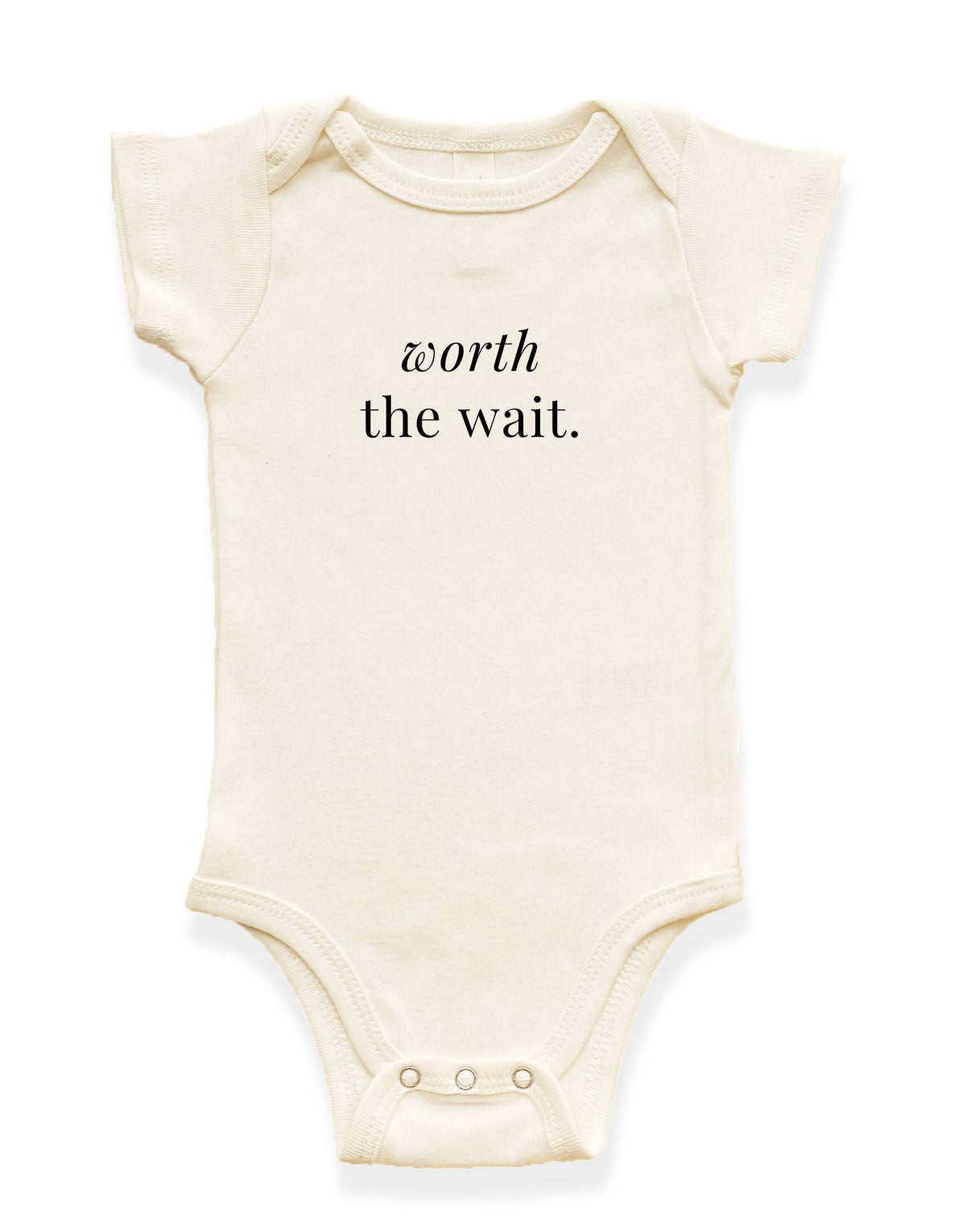 Worth The Wait Organic Cotton Baby Bodysuit – Short Sleeve, 0–18M