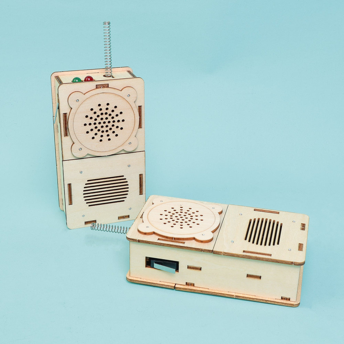 Kitsville Walkie Talkie Set of 2 DIY Kit – Wooden STEM Building Kit for Kids