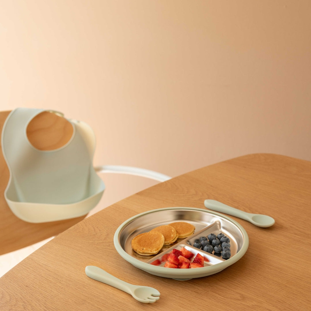 Tots Ground Complete Eco-Friendly Stainless Steel Baby and Toddler Feeding Set | Sage Green