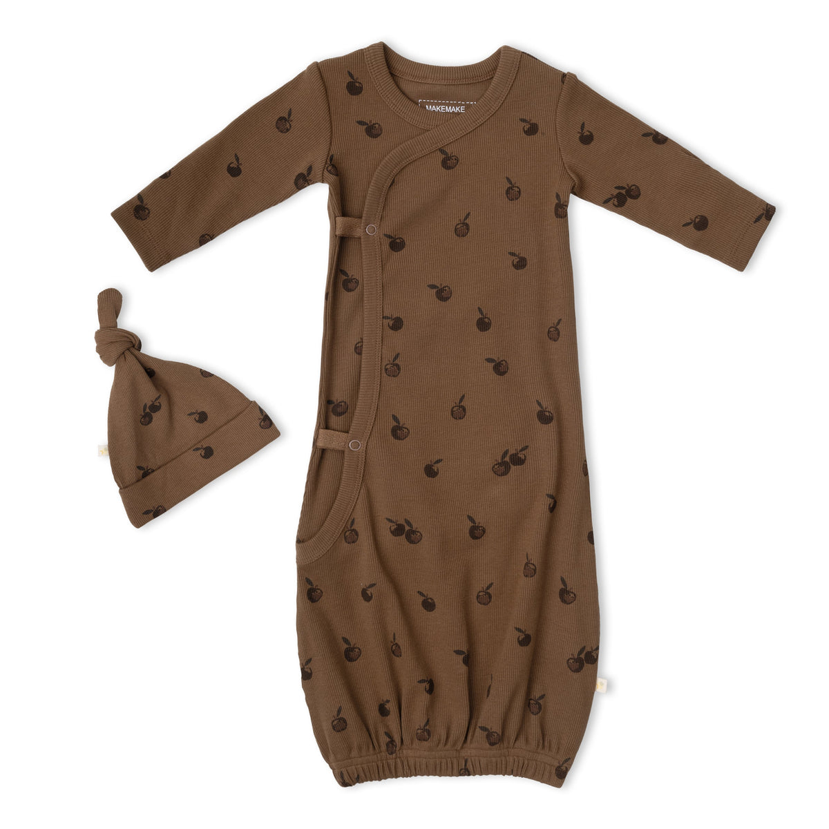 Organic Cotton Kimono Newborn Sleep Gown & Hat Set – Apple
