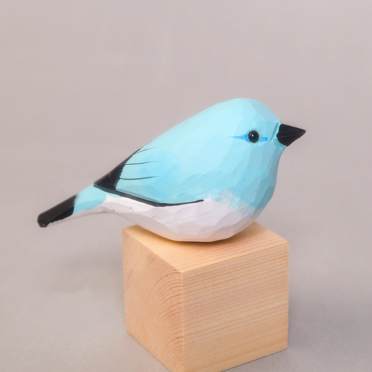 Kitsville Hand-Carved Wooden Bird Figurine – Blue