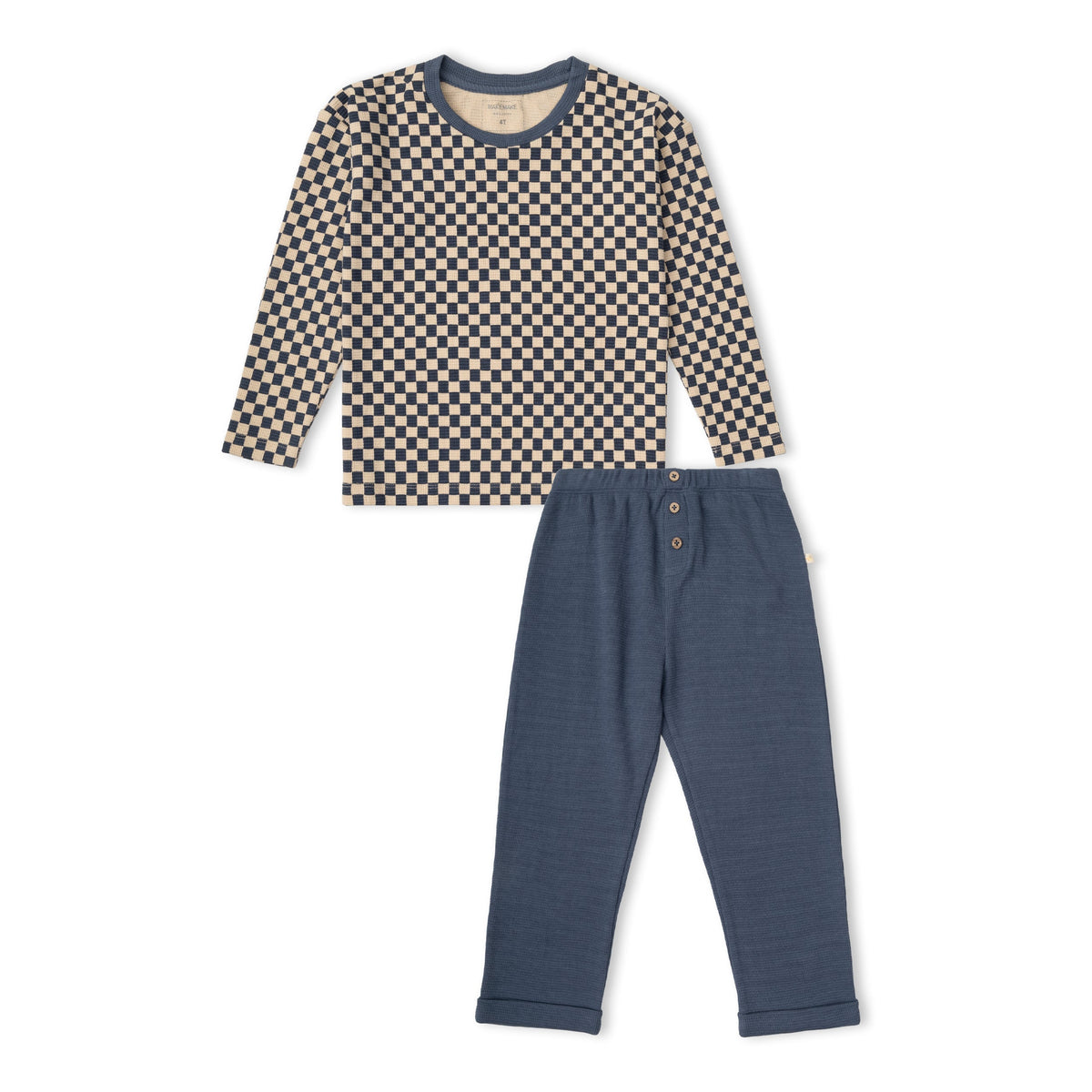 Organic Cotton Tee & Foldover Pants Set for Babies & Toddlers – Midnight Check