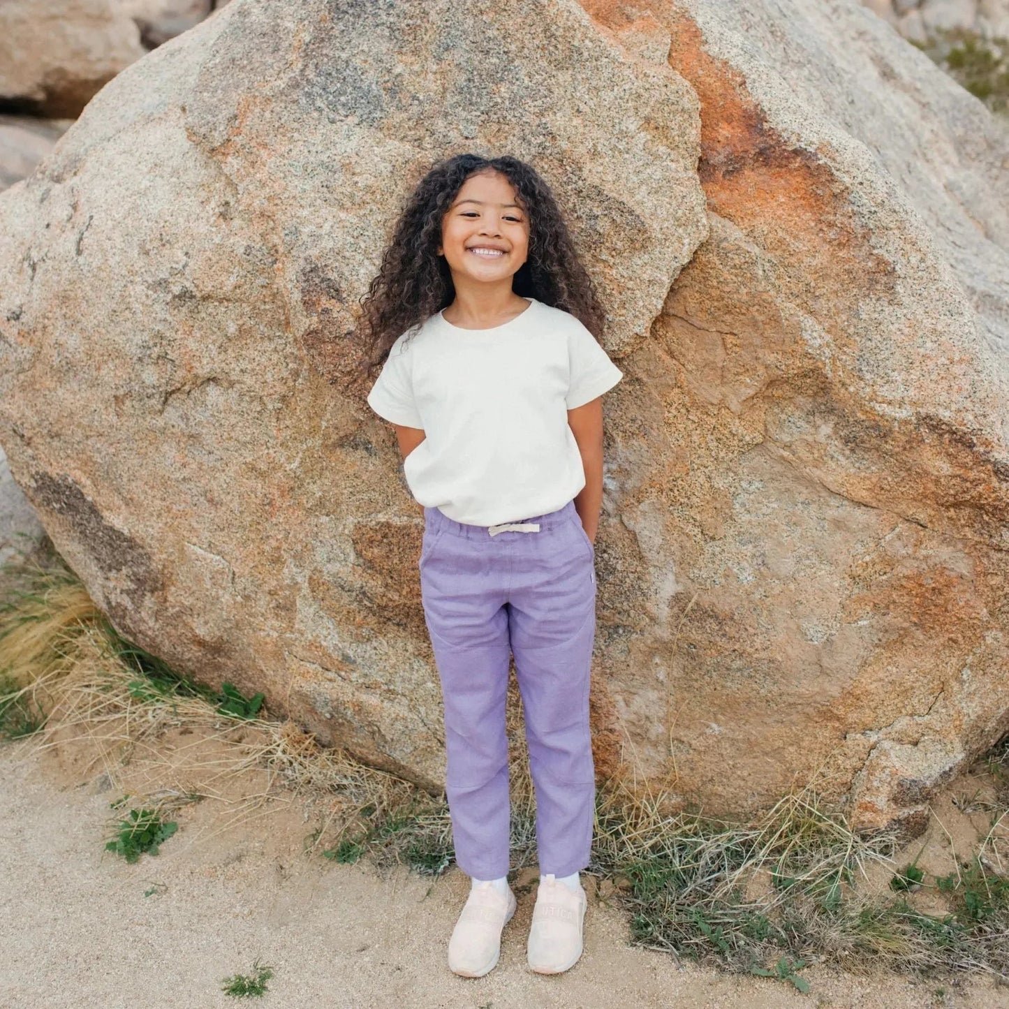 Jackalo Ash 100% Linen Pants for Kids - Lilac