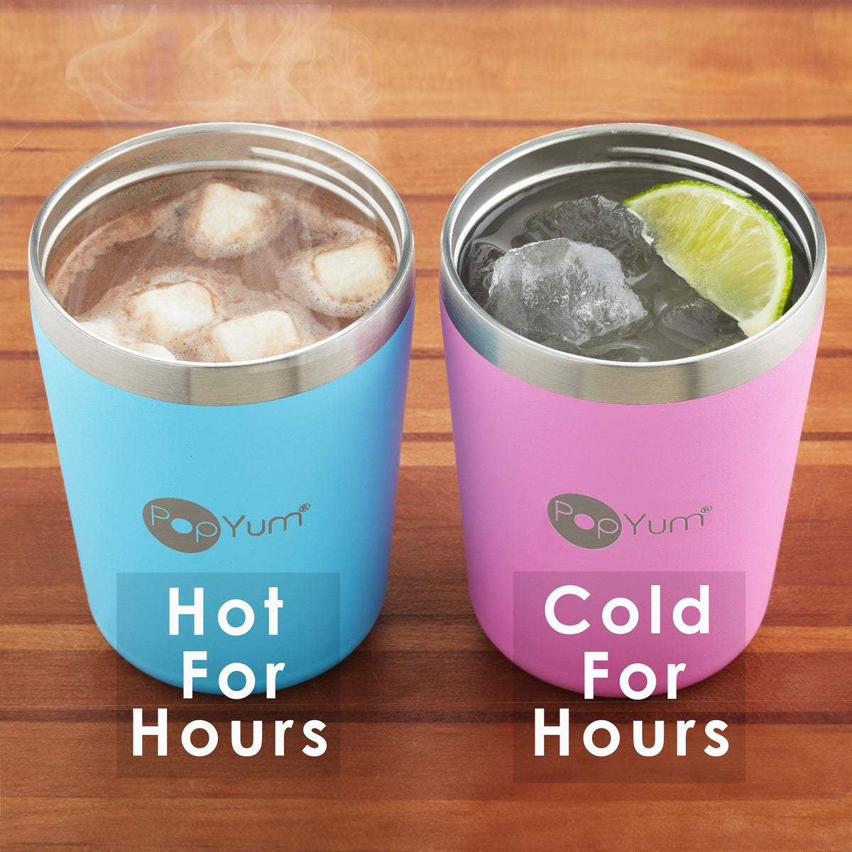 PopYum 9oz Insulated Stainless Steel Kids' Cups with Straw, 2-Pack – Orange & Sky Blue