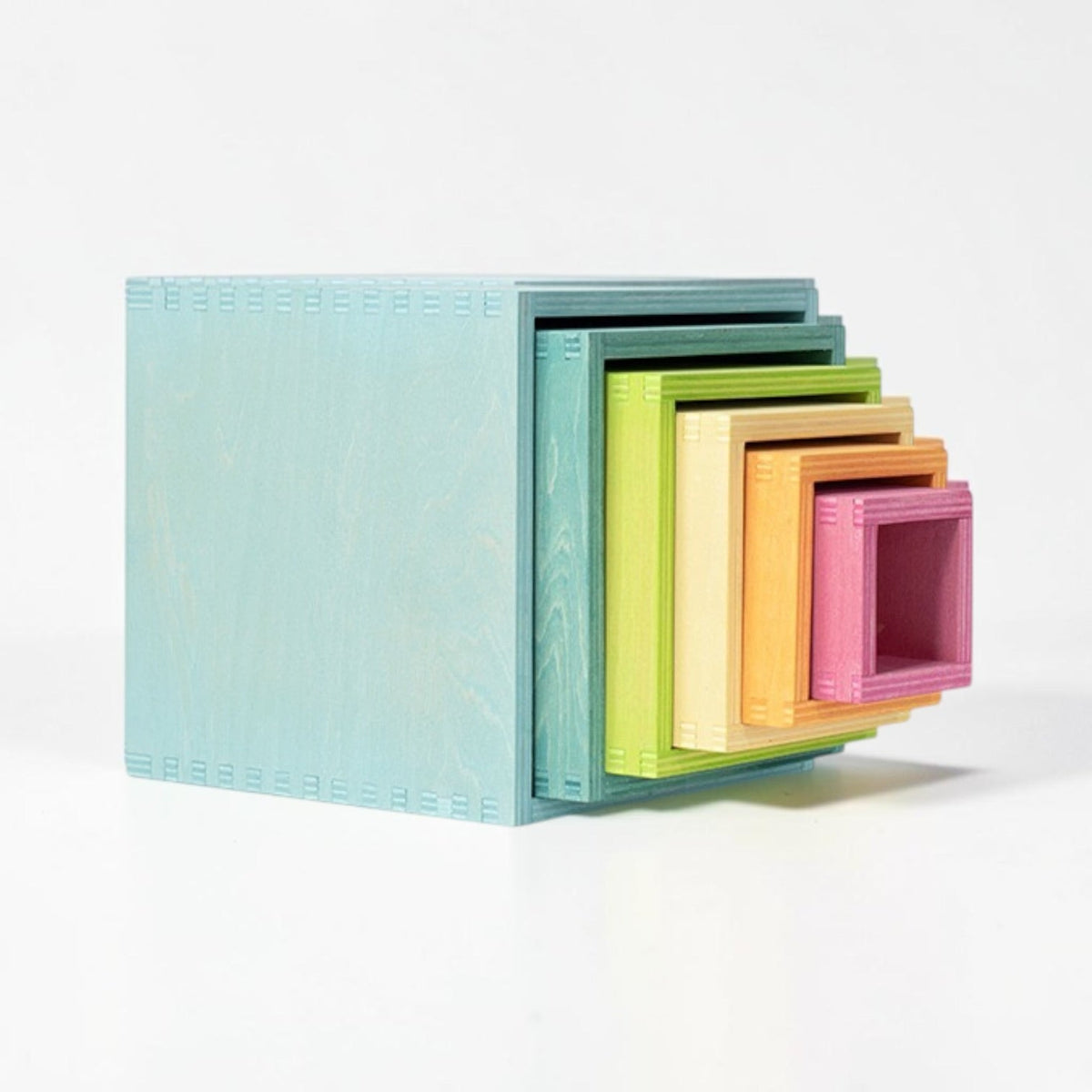Green Elephant 6-Piece Pastel Wooden Nesting Boxes – Stacking & Sorting Toy
