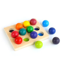 Load image into Gallery viewer, 12 Pcs Rainbow Wooden Balls with Tray in Primary Colors Diameter 1.4 Inches
