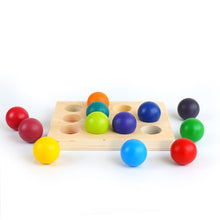 Load image into Gallery viewer, 12 Pcs Rainbow Wooden Balls with Tray in Primary Colors Diameter 1.4 Inches
