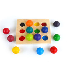 Load image into Gallery viewer, 12 Pcs Rainbow Wooden Balls with Tray in Primary Colors Diameter 1.4 Inches

