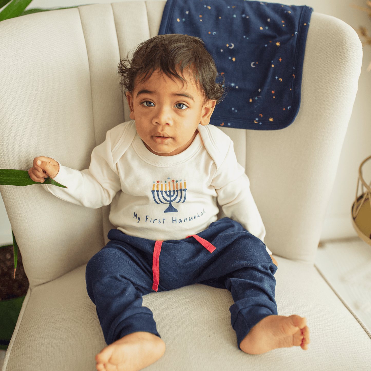 long sleeve graphic bodysuit | my first hanukkah