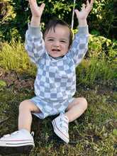 Load image into Gallery viewer, Organic Cotton Checkered Crewneck &amp; Shorts Set
