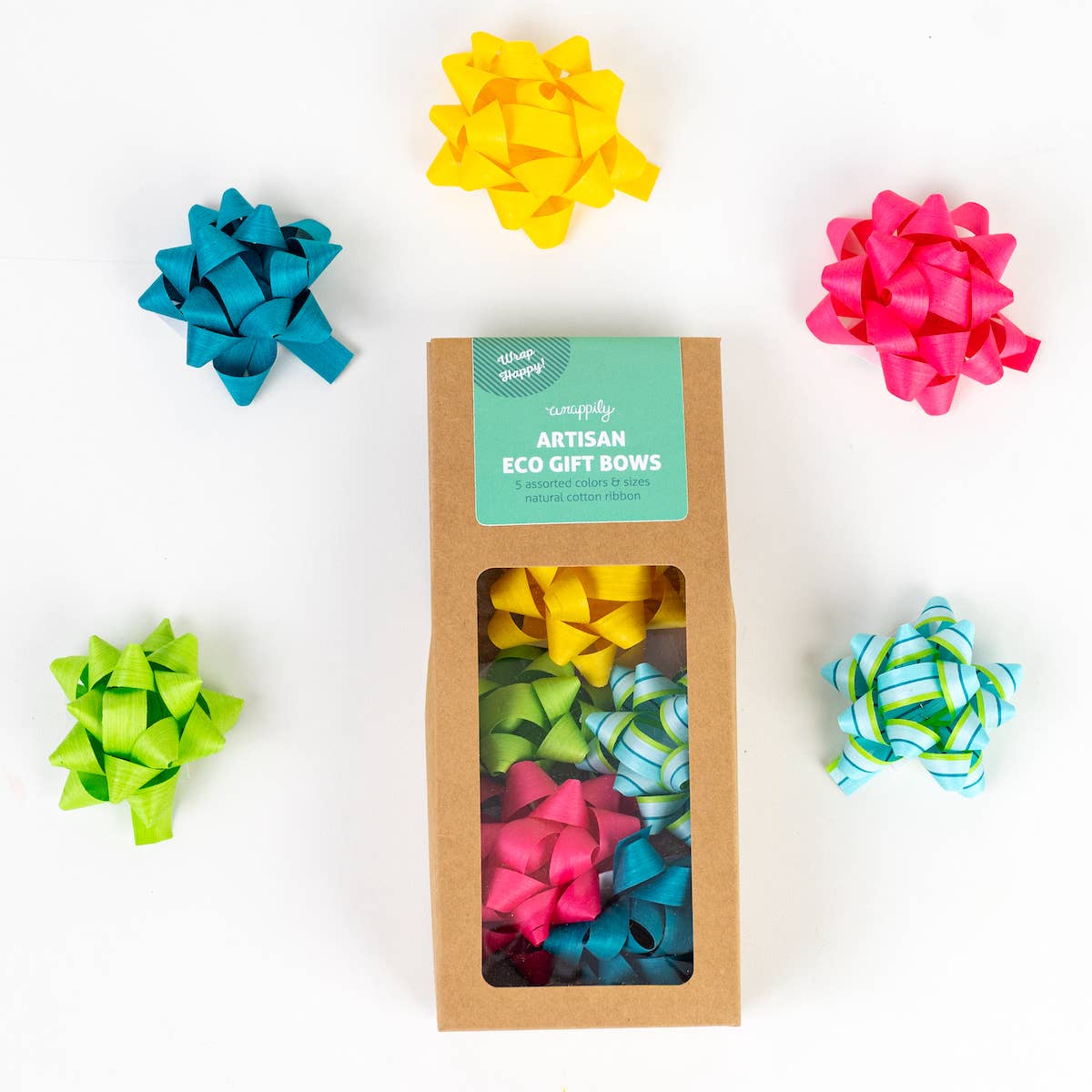 Eco Gift Bows – Compostable Cotton Gift Bows, Plastic-Free | Artisanal Brights Mix