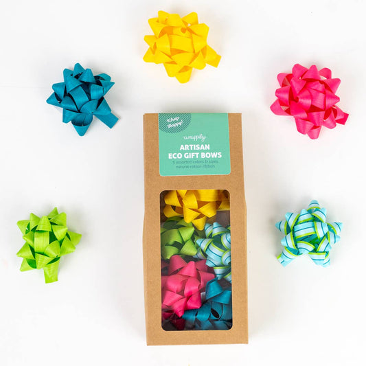 Eco Gift Bows – Compostable Cotton Gift Bows, Plastic-Free | Artisanal Brights Mix