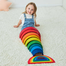 Load image into Gallery viewer, 12 Pcs Large Wooden Rainbow Stacking Blocks in Primary Colors
