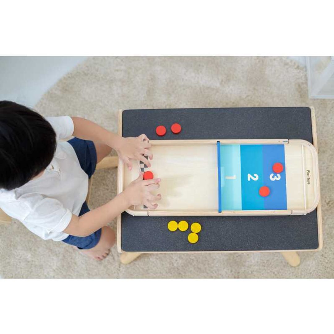 PlanToys Eco-Friendly Wooden Kids' 2-In-1 Shuffleboard Game