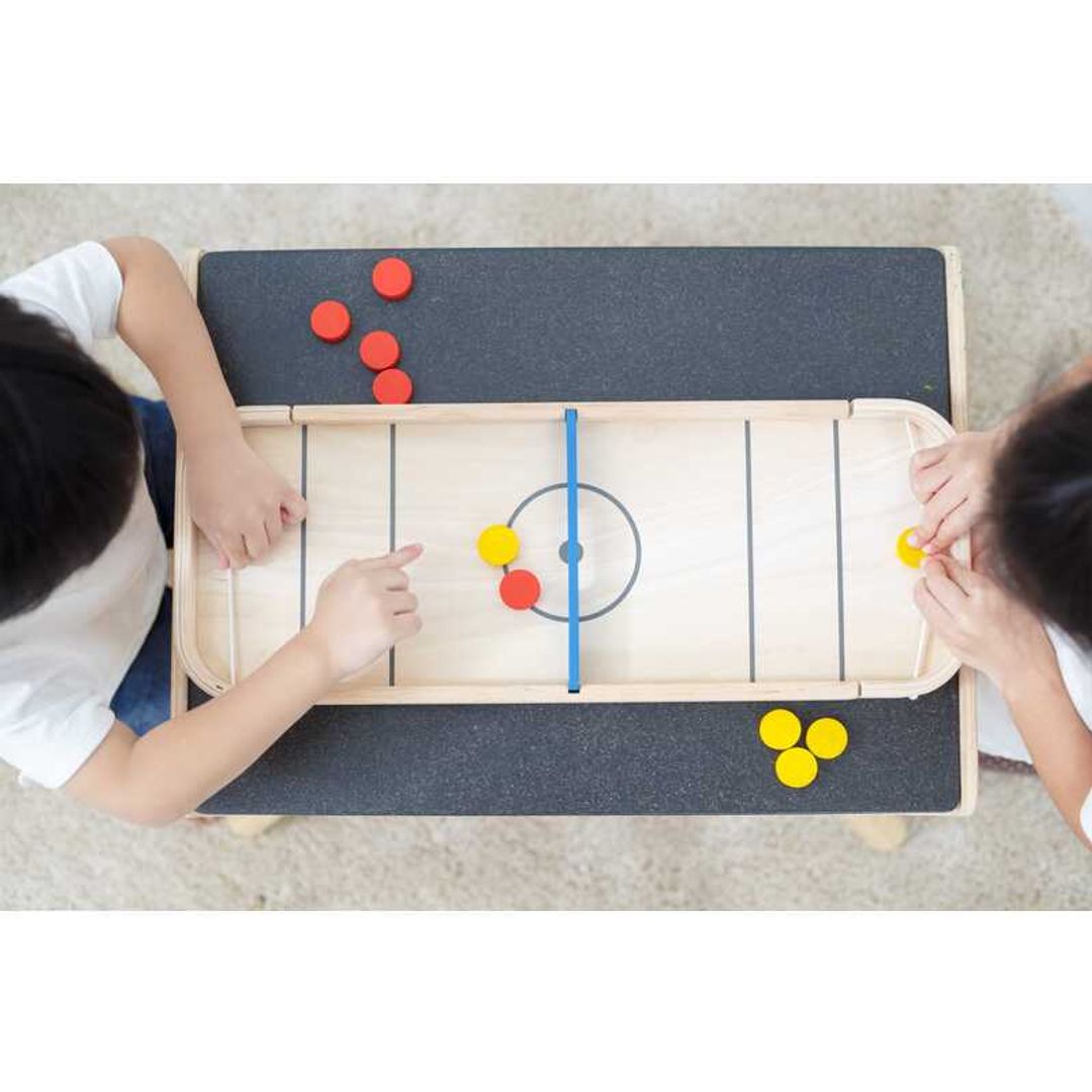 PlanToys Eco-Friendly Wooden Kids' 2-In-1 Shuffleboard Game