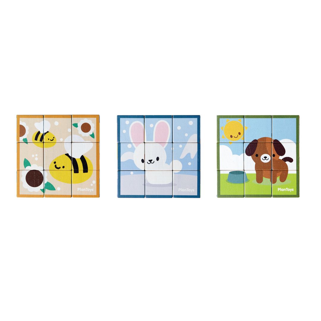PlanToys Animal Puzzle Cubes: Eco-Friendly, Non-Toxic Educational Toddler Preschool Toy