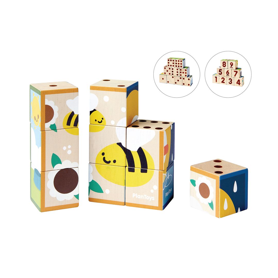 PlanToys Animal Puzzle Cubes: Eco-Friendly, Non-Toxic Educational Toddler Preschool Toy