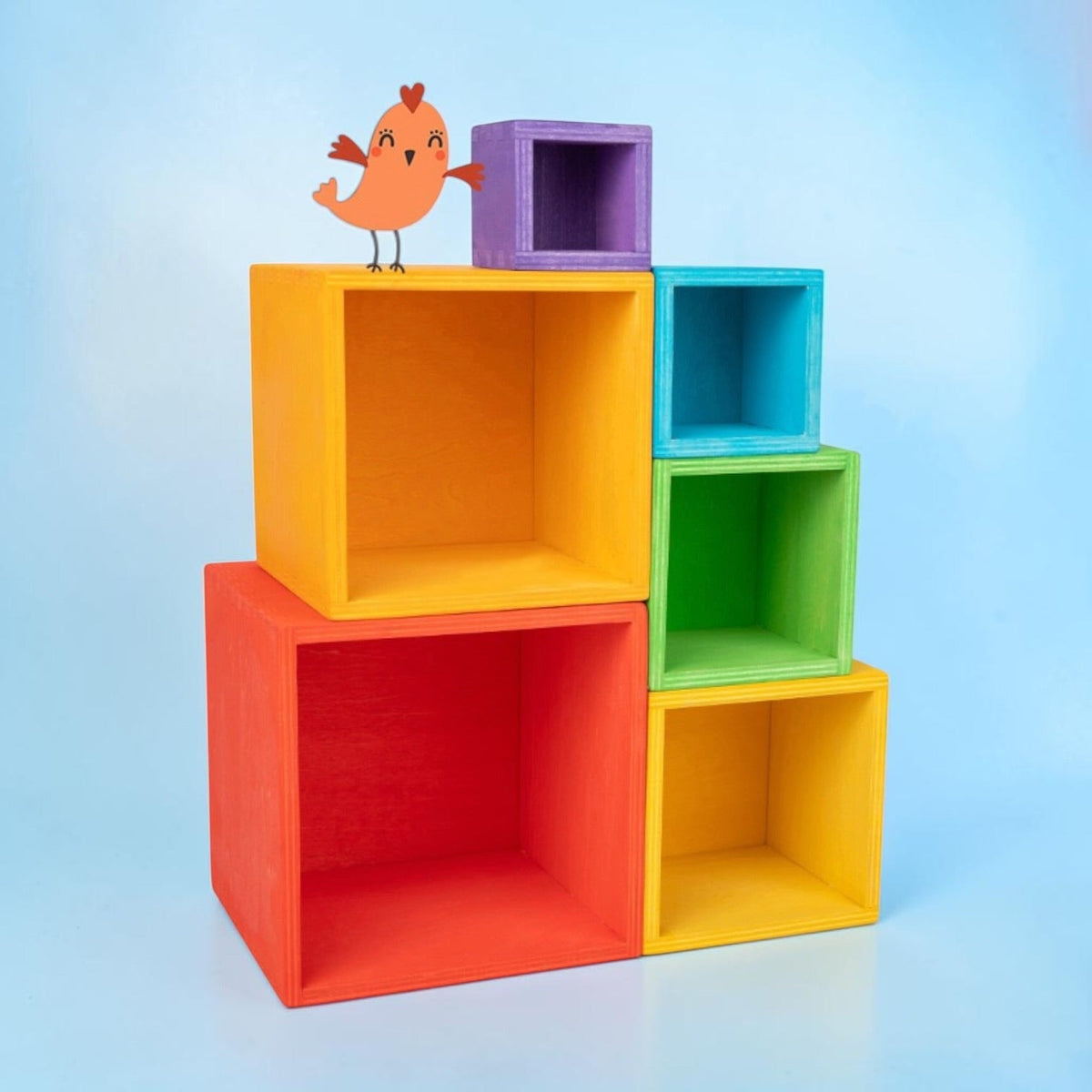 Green Elephant 6-Piece Rainbow Wooden Nesting Boxes – Stacking & Sorting Toy
