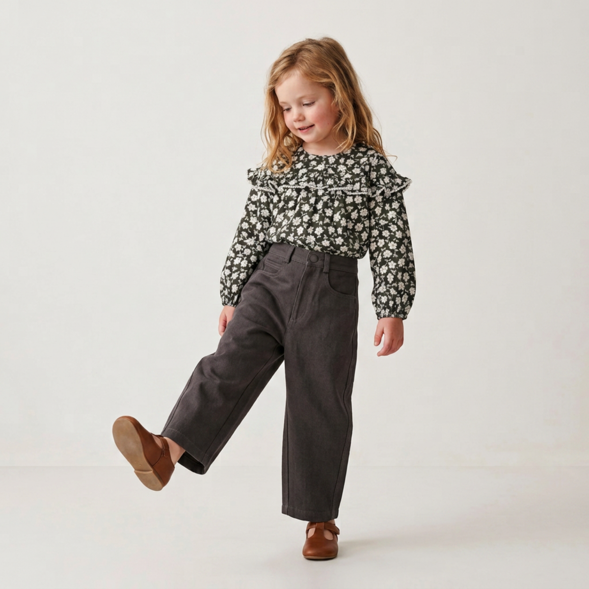 Organic Cotton Ruffle Button Blouse for Toddlers – Twilight Meadow
