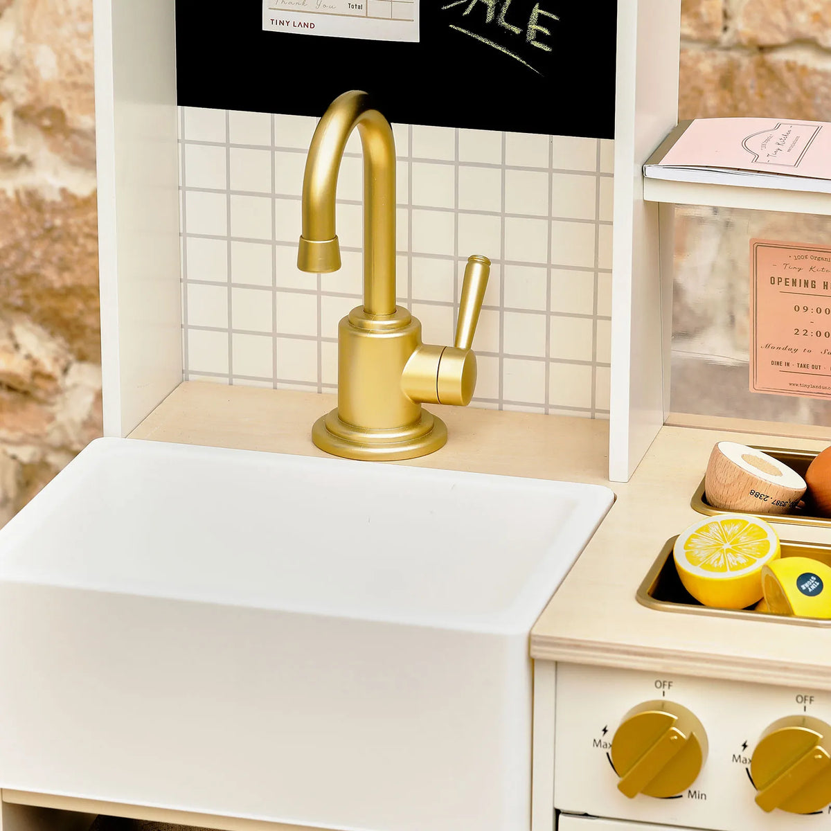 Tiny Land BistroSwitch Play Kitchen – 2-in-1 Kitchen & Bistro Pretend Play Set