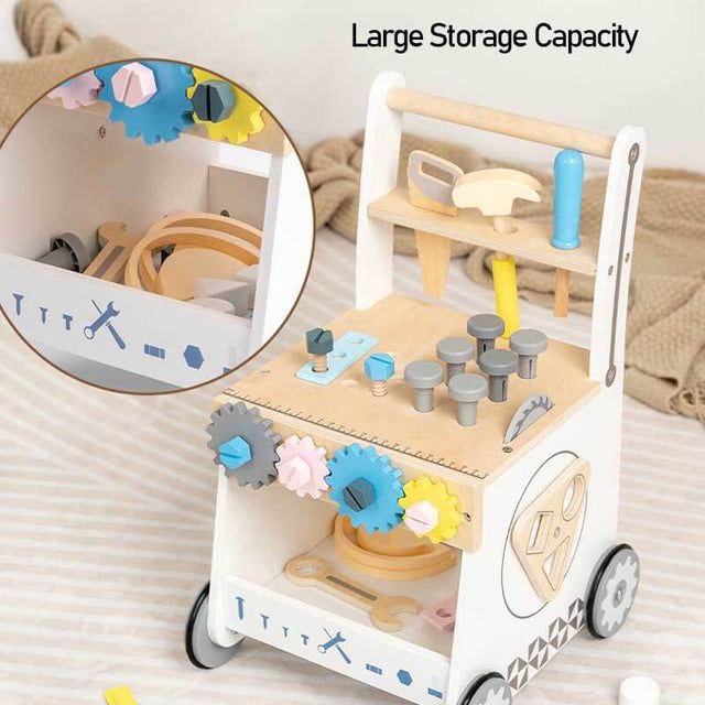 Avenlur Wooden Tool Walker – Multi-Activity Learning Wagon for Toddlers