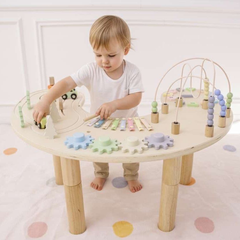 Avenlur Wooden Multi-Activity Sensory Play Table for Babies and Toddlers