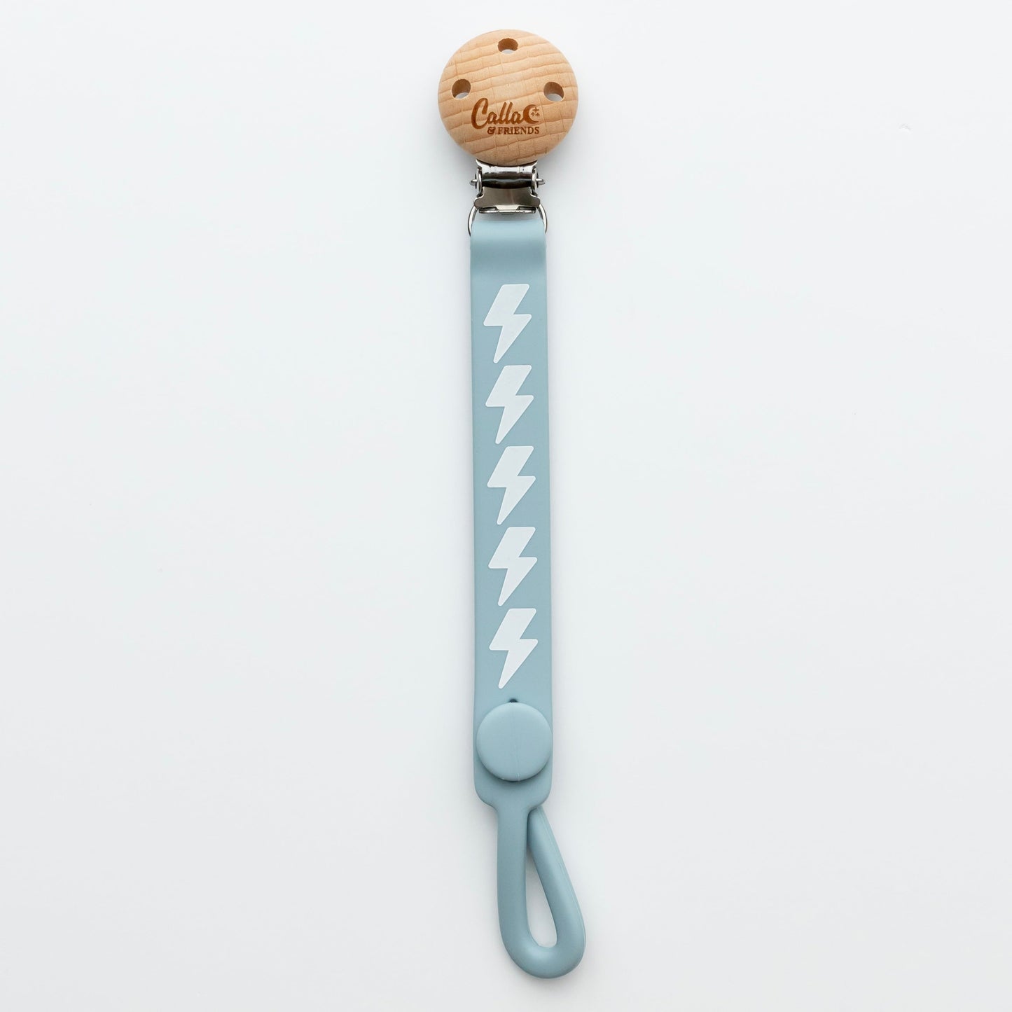 Calla and Friends Silicone Non-Toxic Nash Everything Pacifier Clip - Bolt