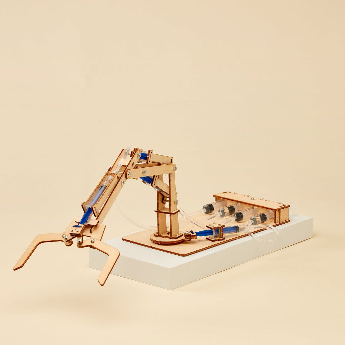 Kitsville Hydraulic Robotic Arm DIY Kit – Wooden STEM Building Kit for Kids 10+