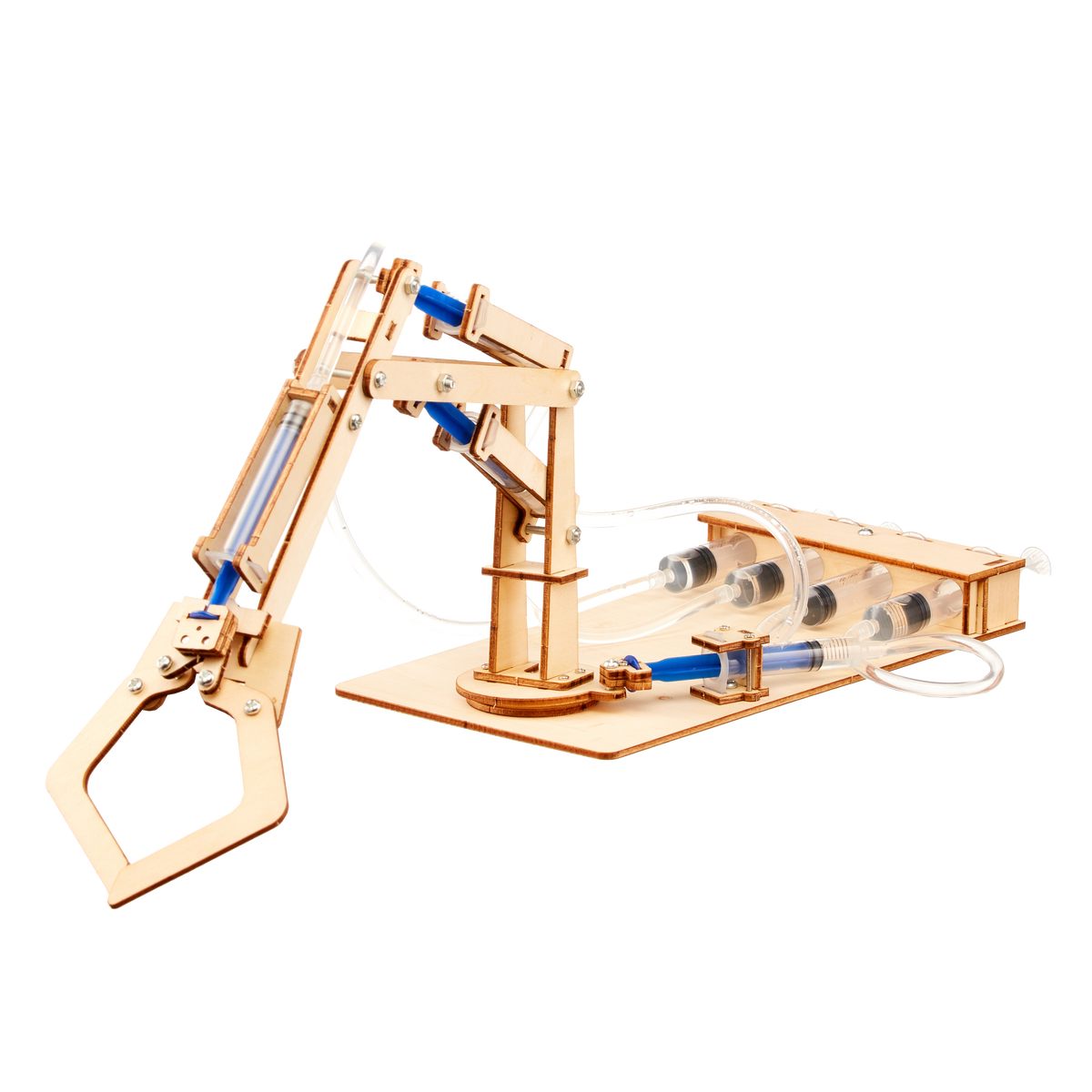 Kitsville Hydraulic Robotic Arm DIY Kit – Wooden STEM Building Kit for Kids 10+