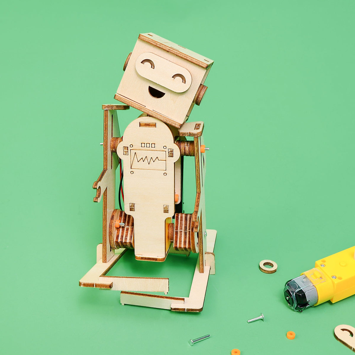 Kitsville WalkieBot Walking Robot DIY Kit – Wooden STEM Building Kit for Kids