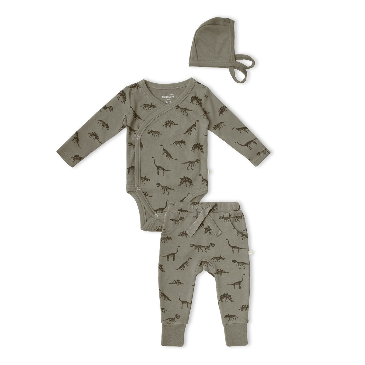 Organic Cotton Kimono Onesie & Pants Set for Babies – Dino